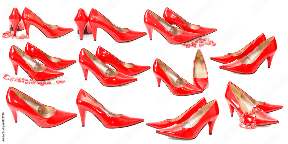 set red shoes, isolated. set red shoes, isolated.