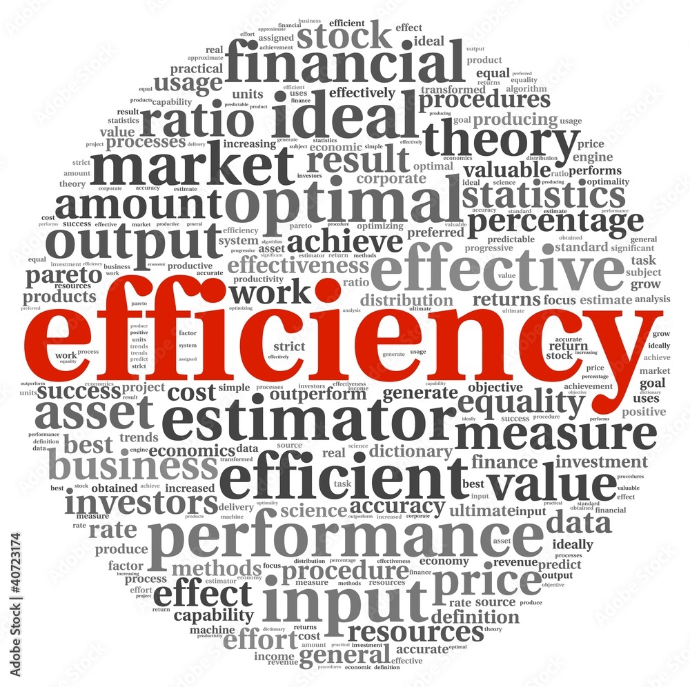 Efficiency concept in tag cloud on white