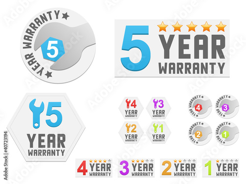 Set of warranty stickers. Vector illustration.