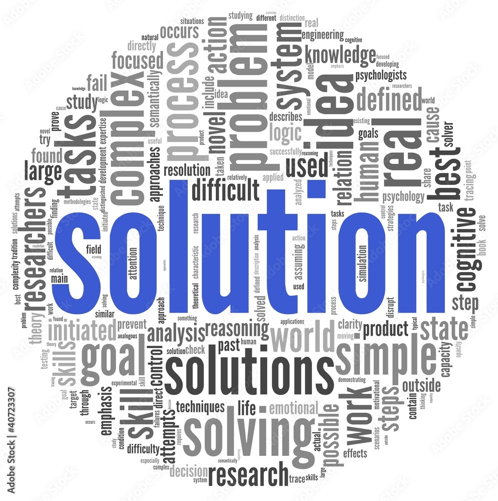 Solution in word tag cloud on white