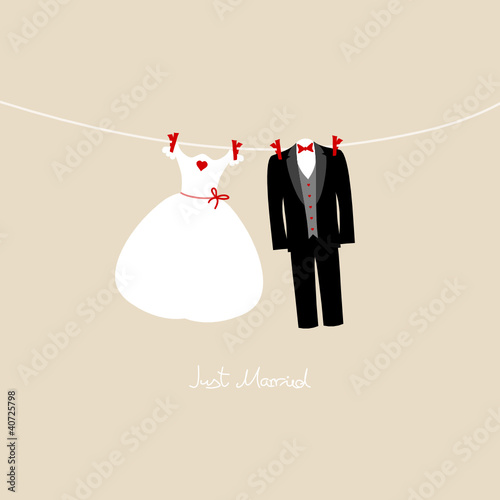 Hanging Wedding Couple "Just Married" Beige