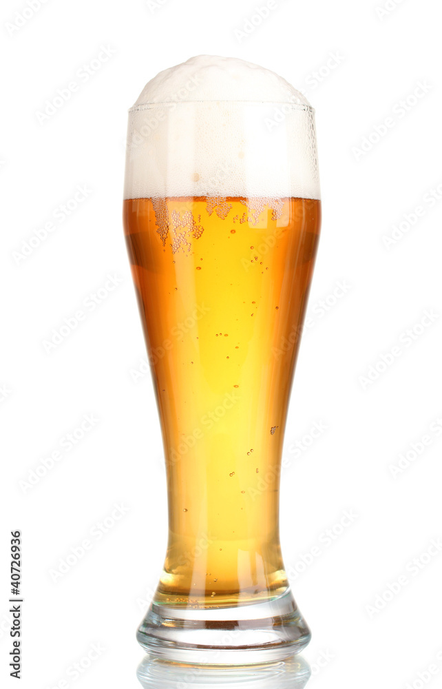 Glass of beer with isolated on white Glass of beer with isolated on white