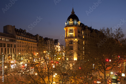 Parisian building at night
