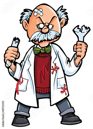 Cartoon professor ready to fight