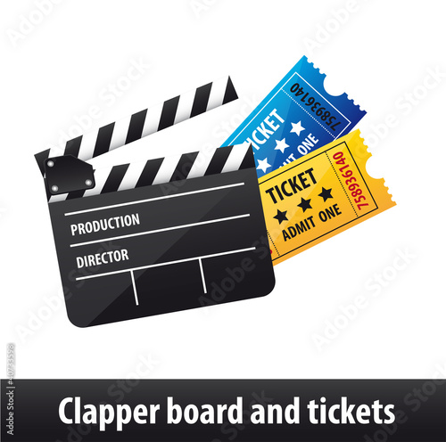 clapper board and tickets