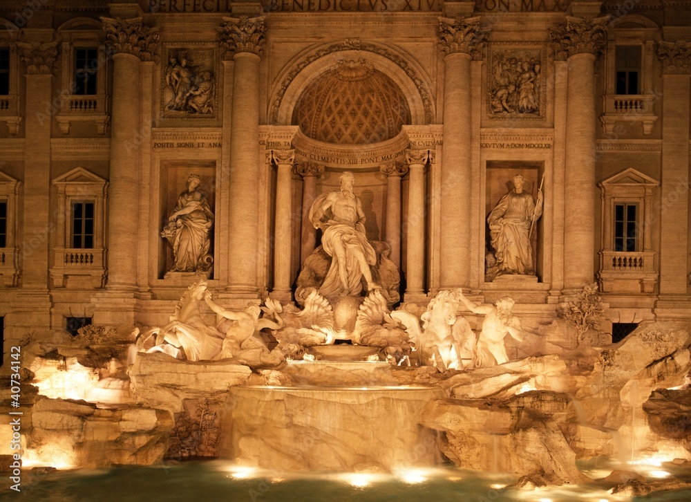 Trevi fountain at night, Rome, Italy © Arena Photo UK