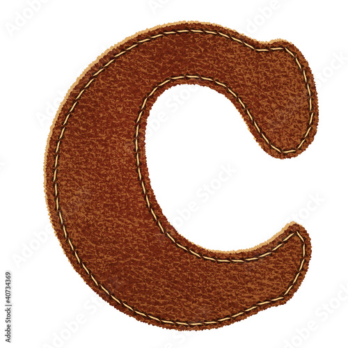 Leather alphabet. Leather textured letter C