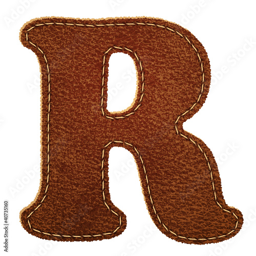 Leather alphabet. Leather textured letter R