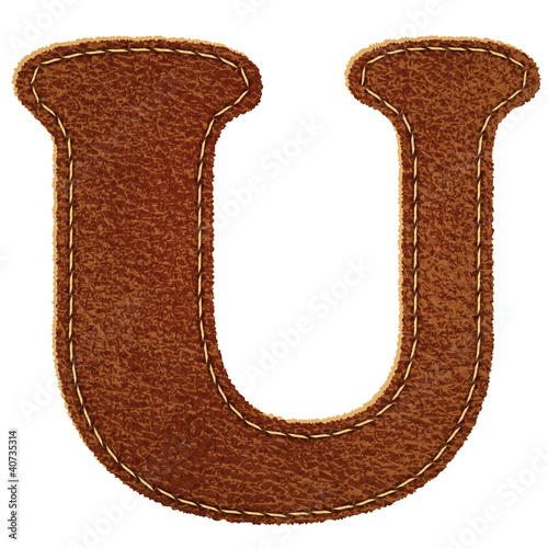 Leather alphabet. Leather textured letter U