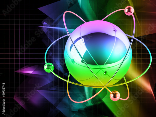 Atom on abstract background