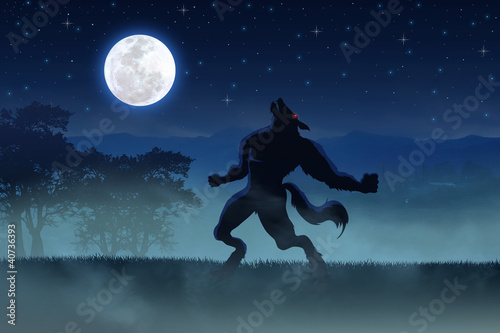 Illustration of a werewolf during the full moon