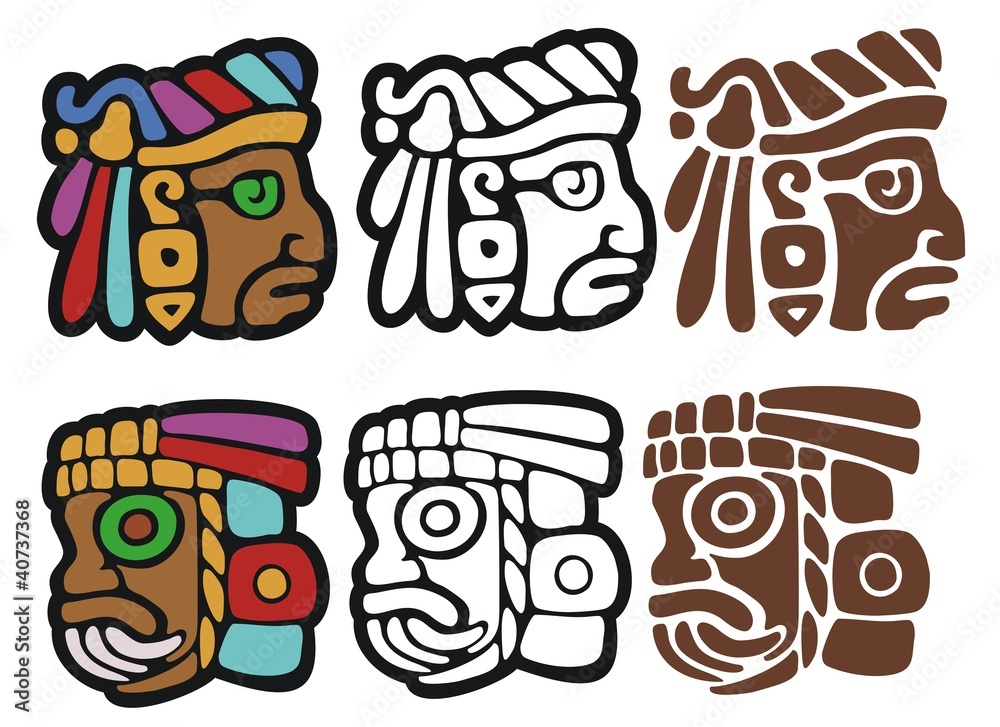 Mayan spot illustrations, with variations