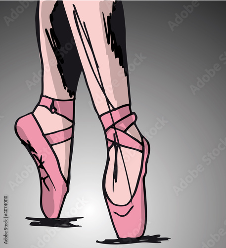 Sketch of ballet dancer's feet. Vector illustration