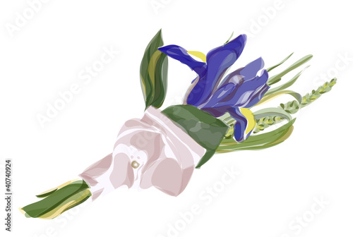 Wedding Boutonniere with blue iris