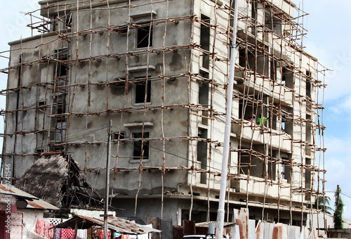 Urban construction scaffolding in Stone city  Zanzibar