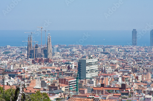 Panoramic view of Barcelona city  Spain.
