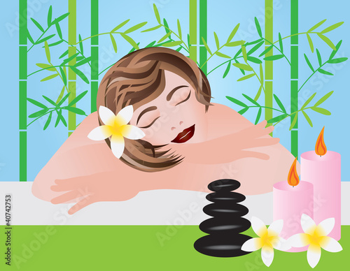 Woman Relaxing in Spa Illustration