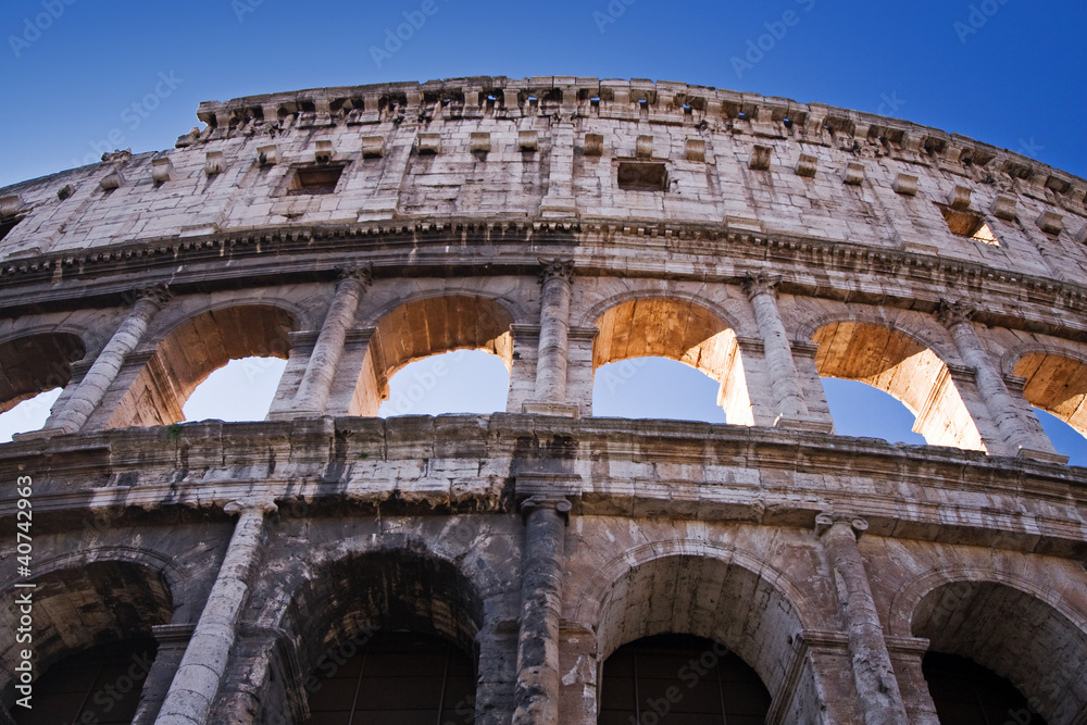 detail of colosseum in rome, italy