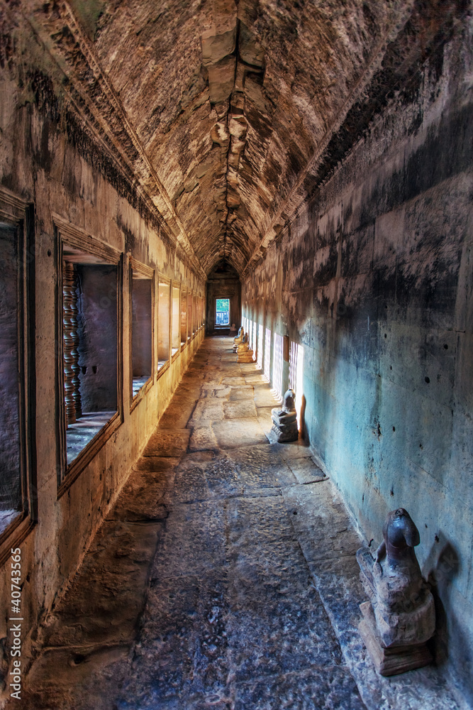 Ancient corridor at Angkor Wat