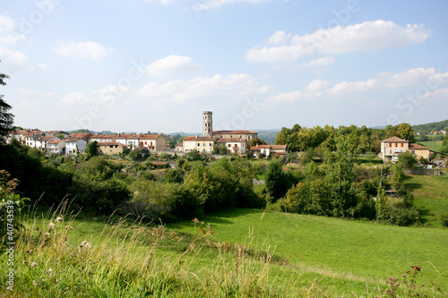 Village surrounded by greenery