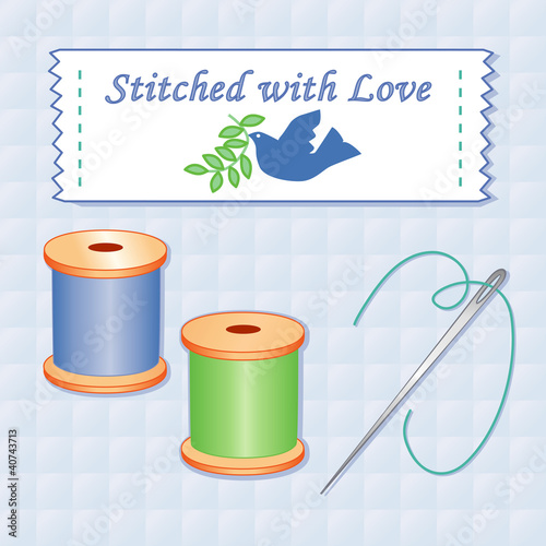 Stitched with Love Sewing Label, Needle, Threads
