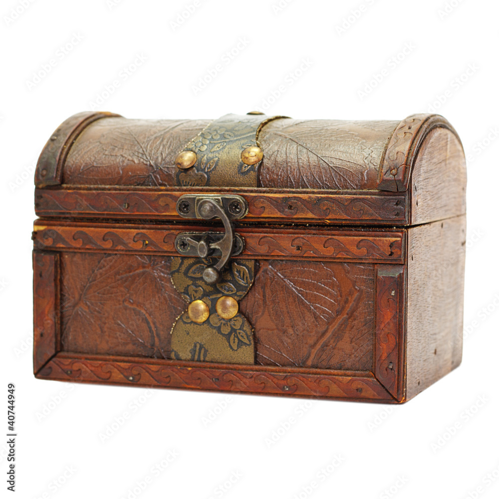 The wooden box on a white background