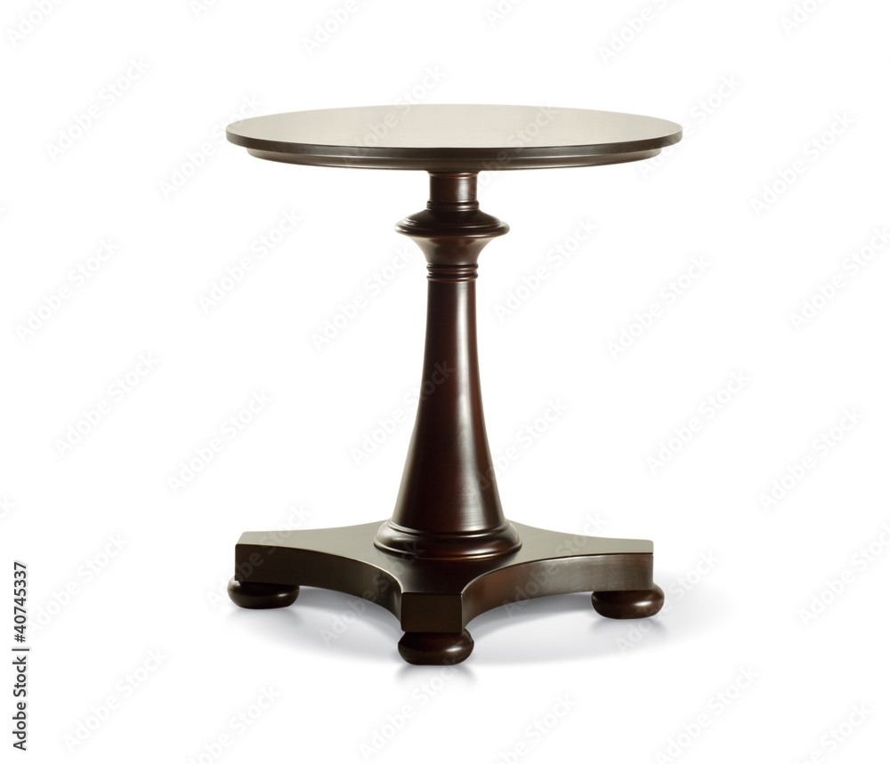 antique wooden round table isolated on white antique wooden round table isolated on white