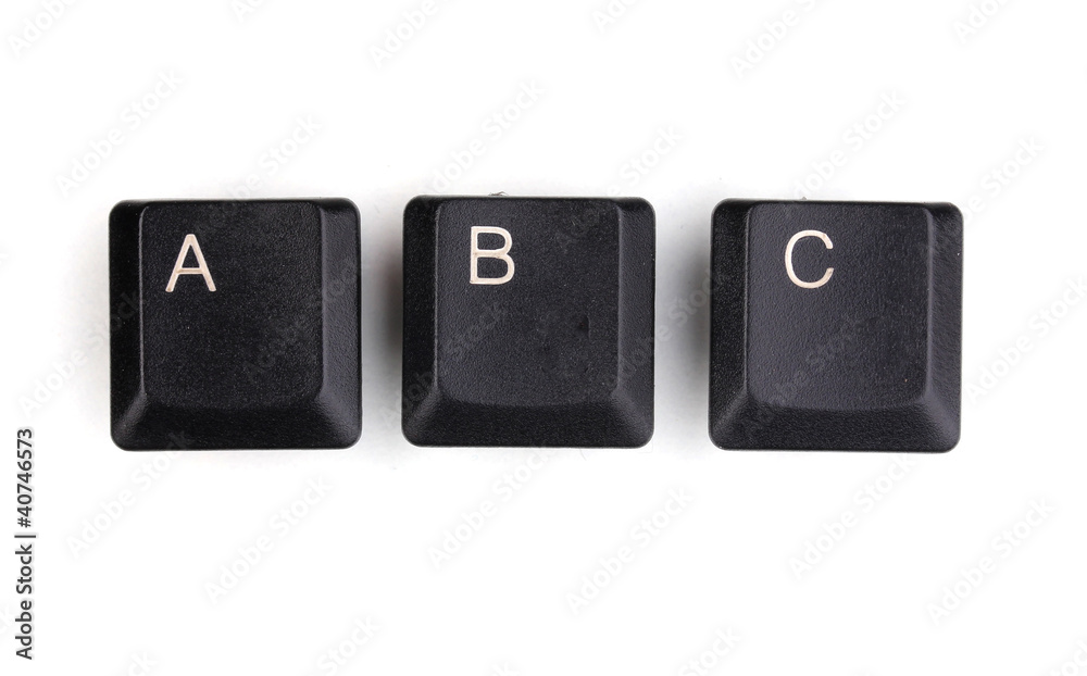Keyboard keys saying abc isolated on white Keyboard keys saying abc isolated on white