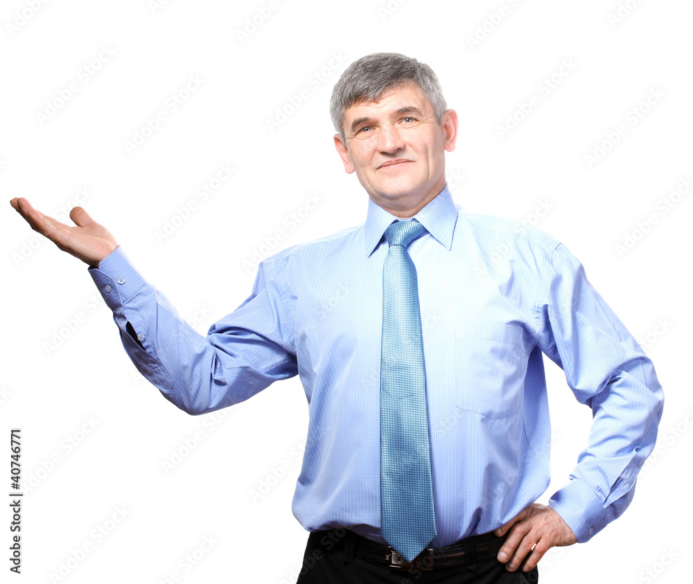 serious businessman presenting showing with copy space for your serious businessman presenting showing with copy space for your