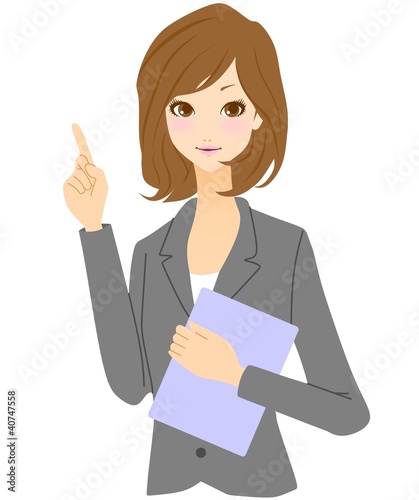 ビジネスウーマン　指差し