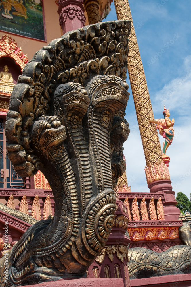 Fototapeta premium Naga sculpture at temple in Cambodia