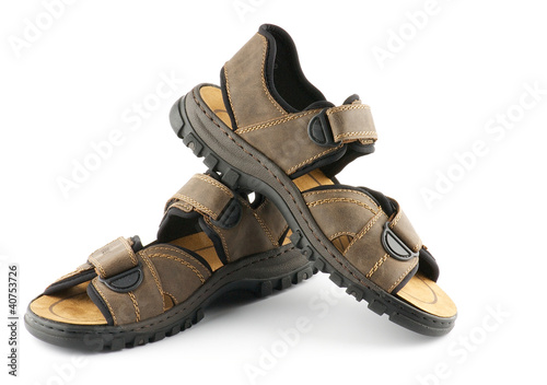 Brown man's Shoes Sandals with Velcro fastener