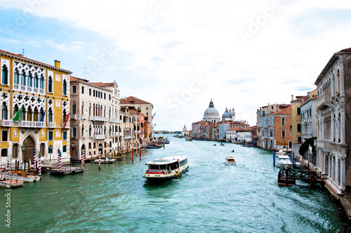 panoramic view of Grand Canal, villas and church in Venice © eddygaleotti