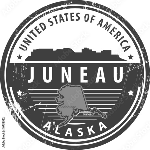 Stamp with name of Alaska, Juneau, vector illustration