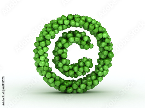 Copyright sign , alphabet of green apples