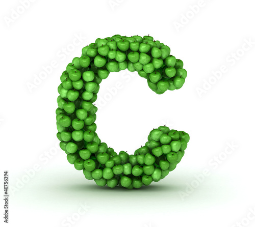 Letter C, alphabet of green apples