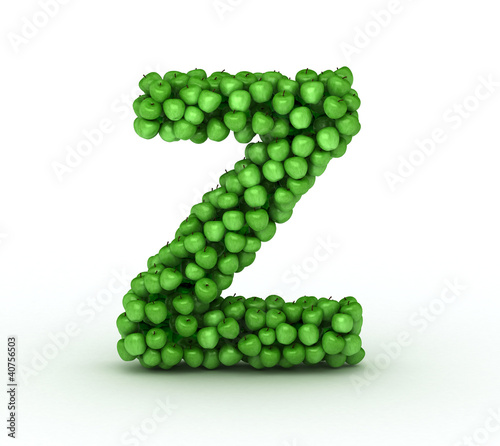 Letter Z, alphabet of green apples