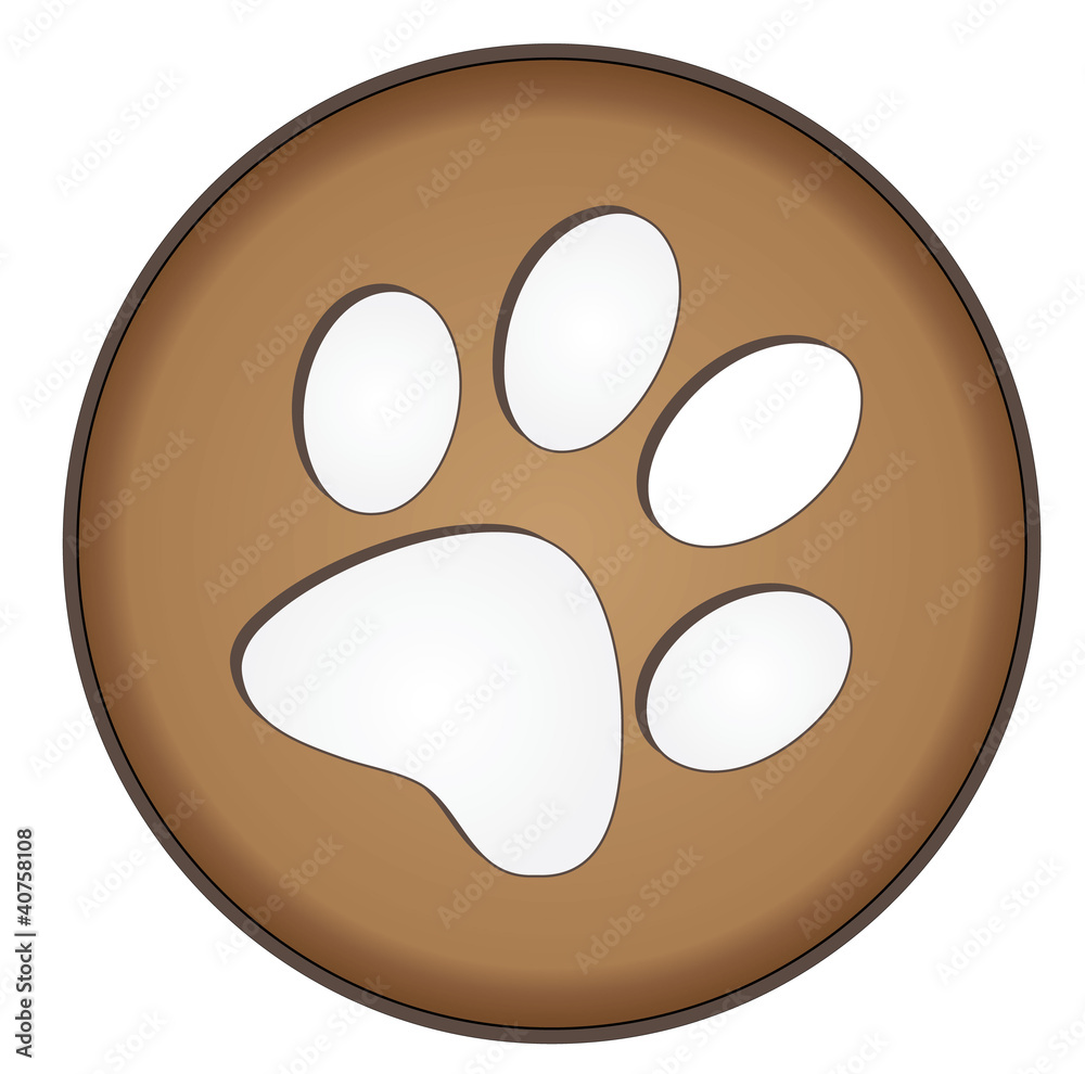Fototapeta premium Brown Button Paw Print