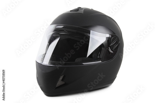 black motorcycle helmet isolated