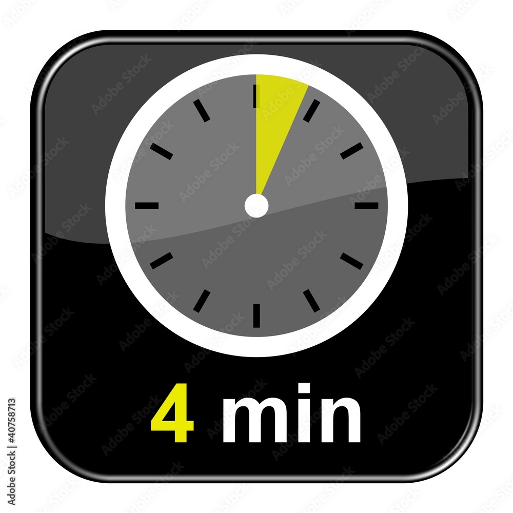 Glossy Button schwarz - Uhr: 4 Minuten Stock Illustration | Adobe Stock