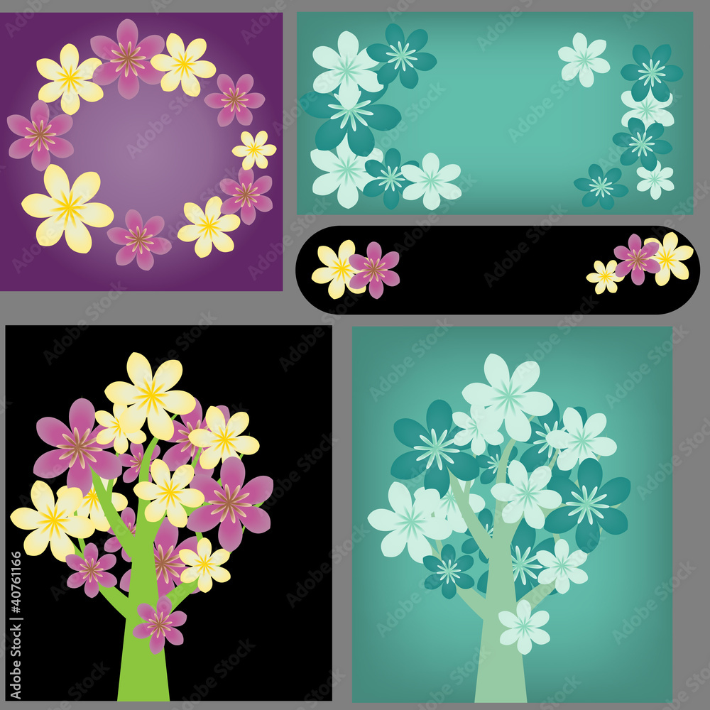 Floral decorative backgrounds set Floral decorative backgrounds set