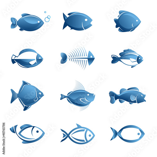 Set of vector fish icons
