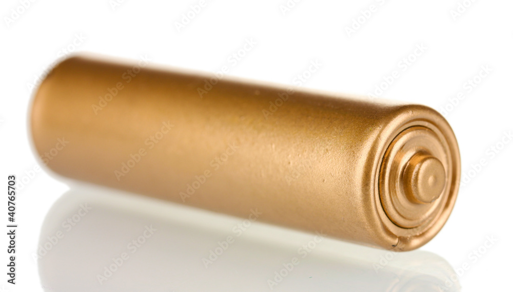 Golden battery isolated on white Golden battery isolated on white