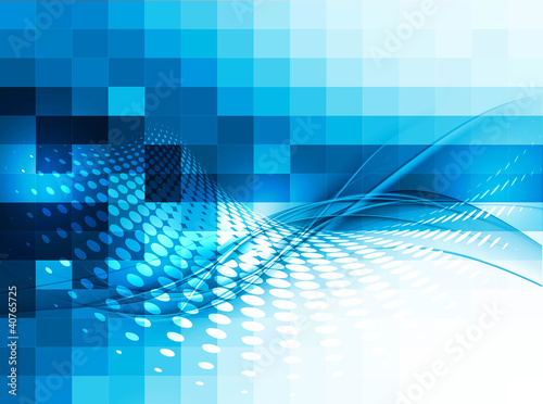 Abstract mosaic bright blue colorful wave