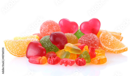 colorful jelly candies isolated on white photo