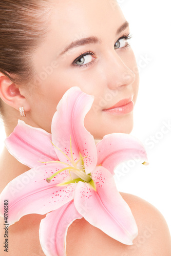 Cute woman with flower