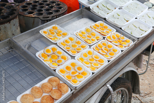 Fried eggs on Phuket market, Thailand