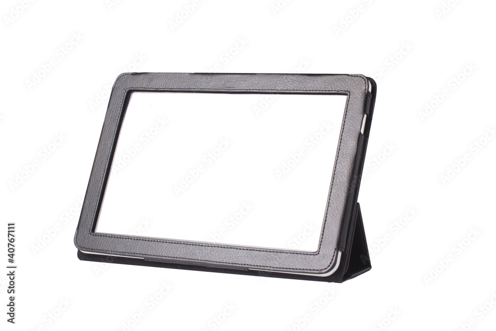 Tablet computer in cover isolated on white Tablet computer in cover isolated on white