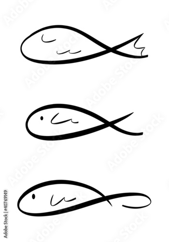 Abstraktes Symbolset: Fische (dreiteilig)