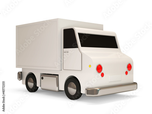 White Delivery Van on white background